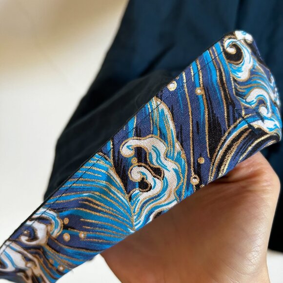 Mandarin Collar Linen Jacket (Navy Blue, M) - Picture 4 of 4